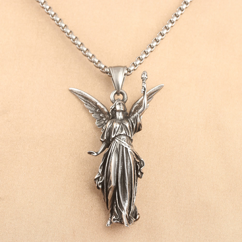 Collana con angelo custode, in argento 925, con ciondolo a forma Collana con angelo custode, in argento 925, con ciondolo a forma