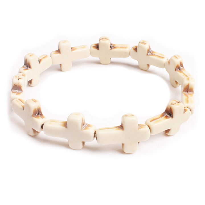 Christianartworkshop Braccialetto di perline turchesi con croce boema - Beige - image 5