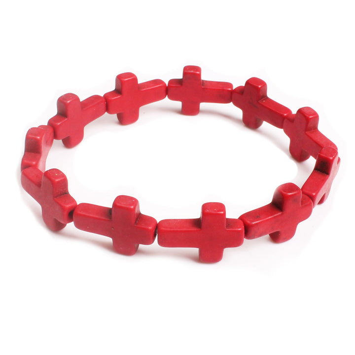 Christianartworkshop Braccialetto di perline turchesi con croce boema - Rosa - image 4