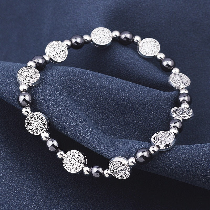 Braccialetto del rosario di San Benedetto con calcoli biliari neri Christianartworkshop - image 2