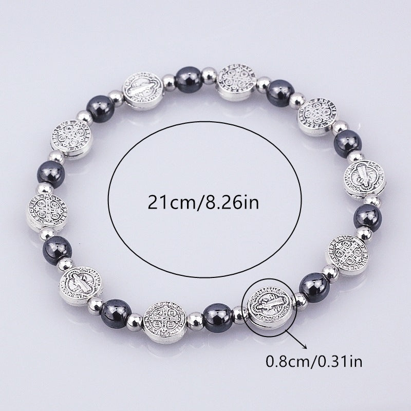 Braccialetto del rosario di San Benedetto con calcoli biliari neri Christianartworkshop - image 3