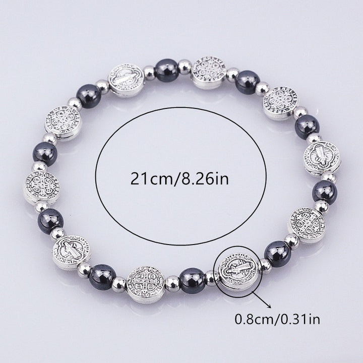 Braccialetto del rosario di San Benedetto con calcoli biliari neri Christianartworkshop - image 3