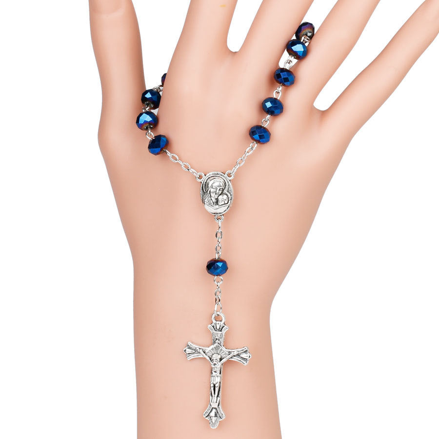 Bracciale rosario con pietra preziosa di cristallo blu della Vergine Maria - image 4