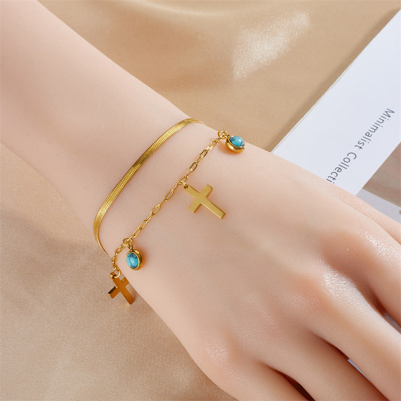 Braccialetto a doppio strato decorato con turchese Christianartworkshop - image 1