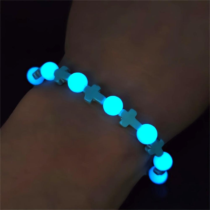 Bracciale con croce turchese e perle luminose Christianartworkshop - image 2