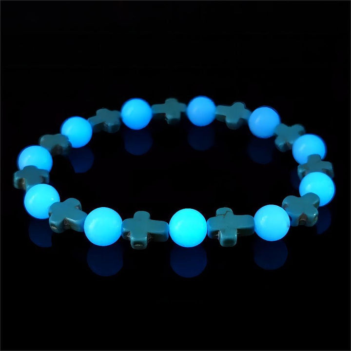 Bracciale con croce turchese e perle luminose Christianartworkshop - image 1