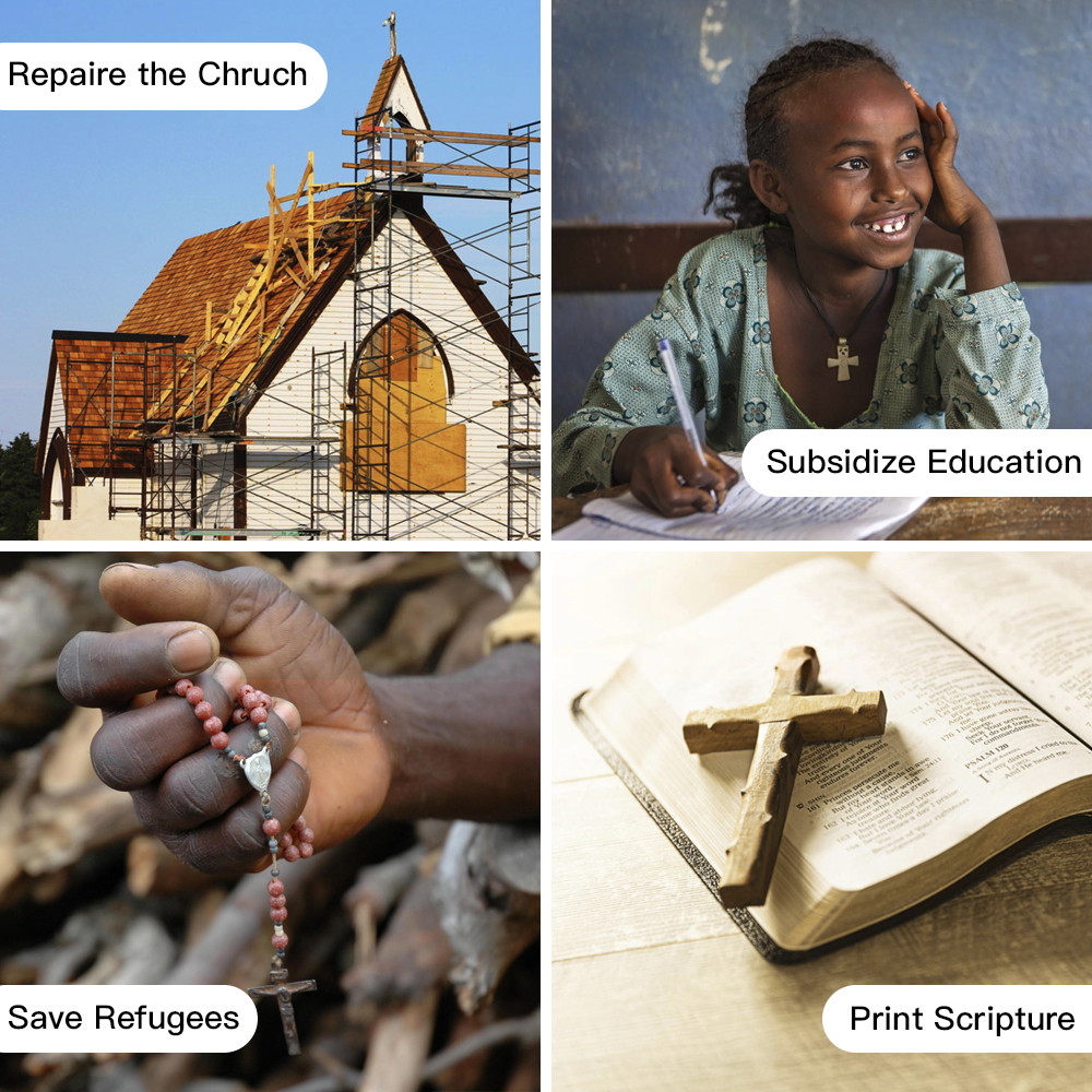 Christianartworkshop Rosario benedicente a croce in calcedonio azzurro - image 3