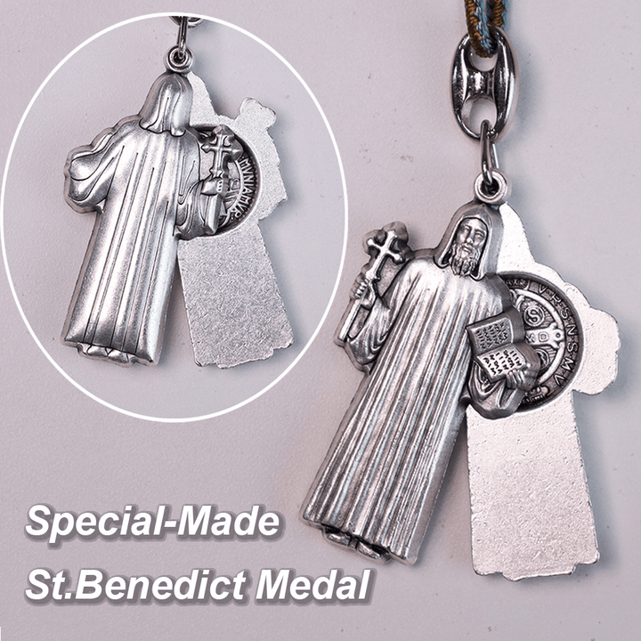 Rosario tascabile in legno d'ulivo con medaglia di San Benedetto e crocifisso realizzati appositamente - image 2