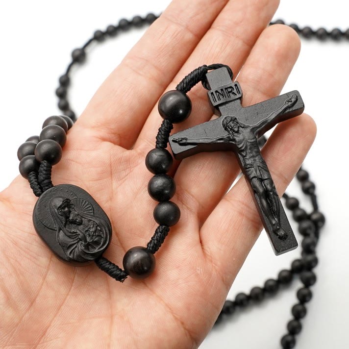 Christianartworkshop Perline in legno d'ulivo Rosario di preghiera di quindici decadi dei Beati - image 1