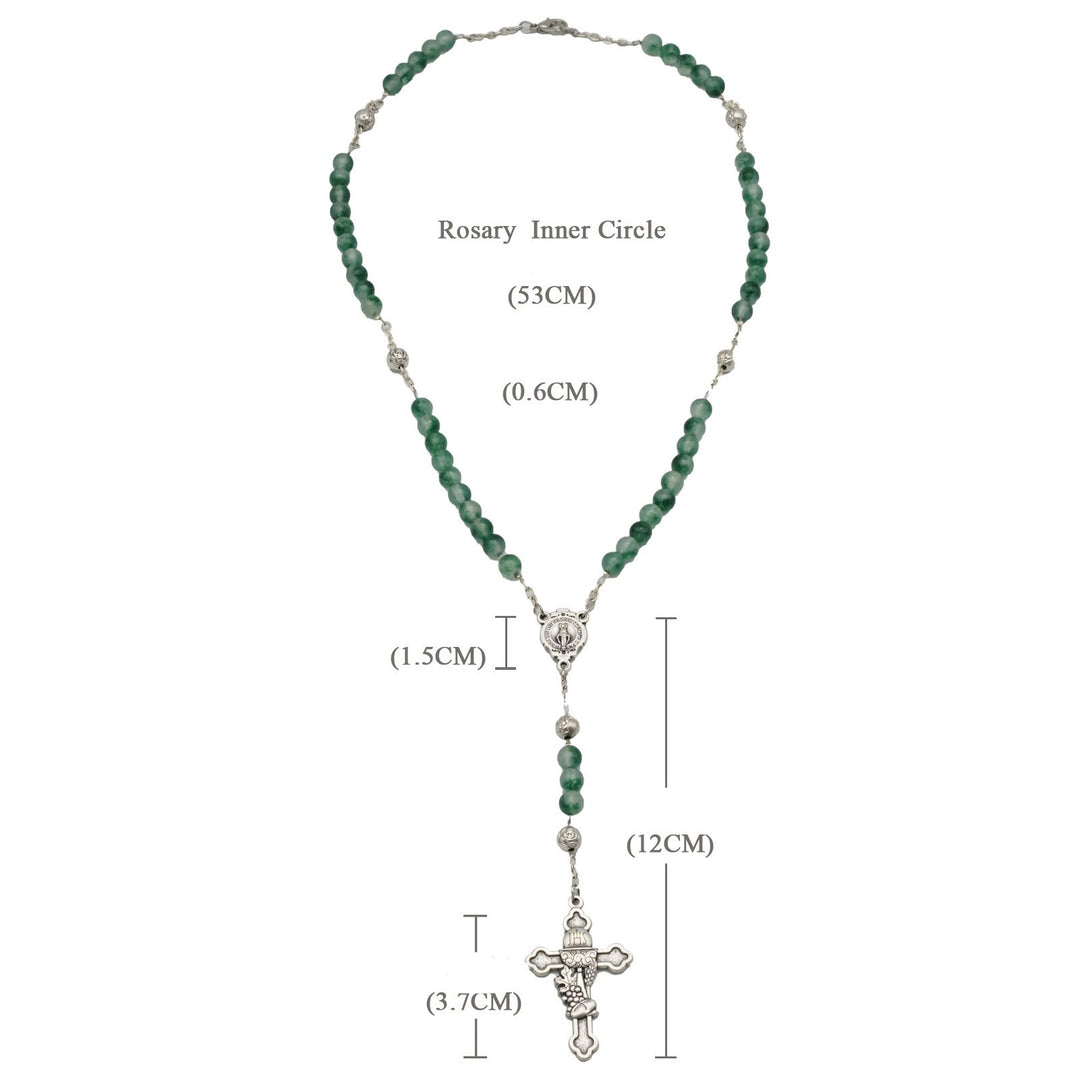 Rosario di benedizione con preghiere in cristallo di calcedonio verde acqua Christianartworkshop - image 5