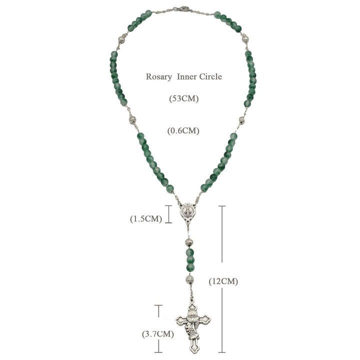 Rosario di benedizione con preghiere in cristallo di calcedonio verde acqua Christianartworkshop - image 5