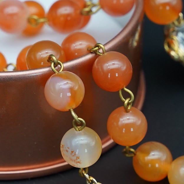 Rosario in agata naturale con San Benedetto e crocifisso Christianartworkshop - image 3