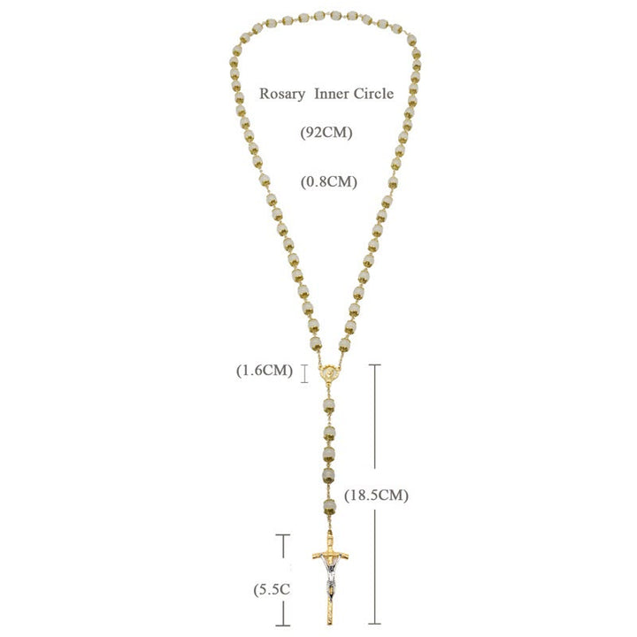 Christianartworkshop Fede e carità: Rosario cattolico in calcedonio bianco naturale - image 6