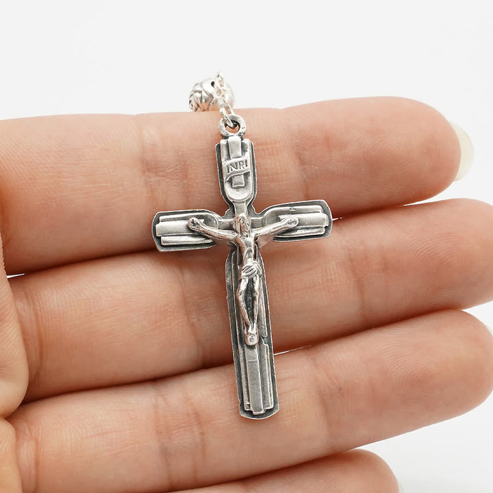 Rosario in ematite con medaglia della Beata Vergine Maria Christianartworkshop - image 1