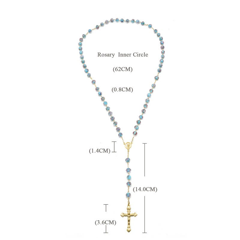 Christianartworkshop Rosario con perle smaltate a forma di rosa con Maria e crocifisso - image 8