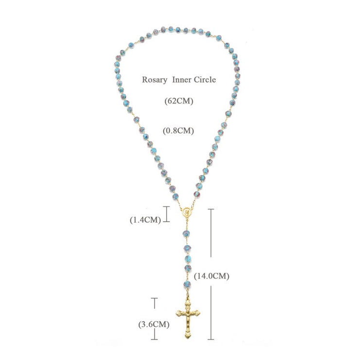 Christianartworkshop Rosario con perle smaltate a forma di rosa con Maria e crocifisso - image 8