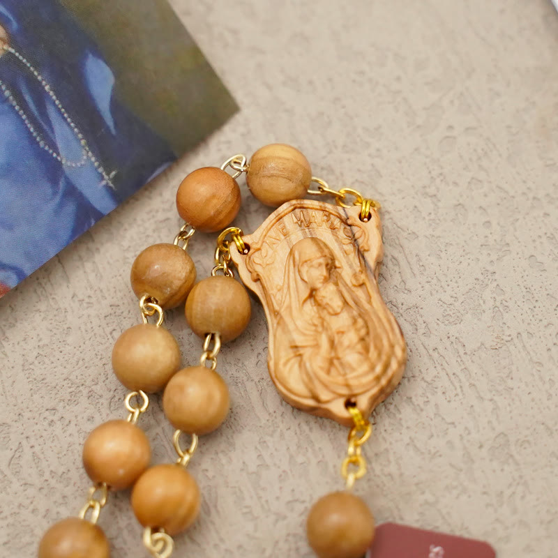 Rosario di preghiera fatto a mano di qualità con perline in ulivo/palissandro/ebano Christianartworkshop - image 2