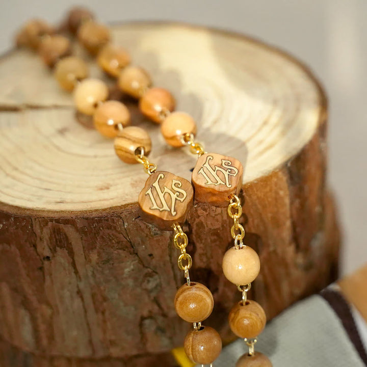 Rosario di preghiera fatto a mano di qualità con perline in ulivo/palissandro/ebano Christianartworkshop - image 3