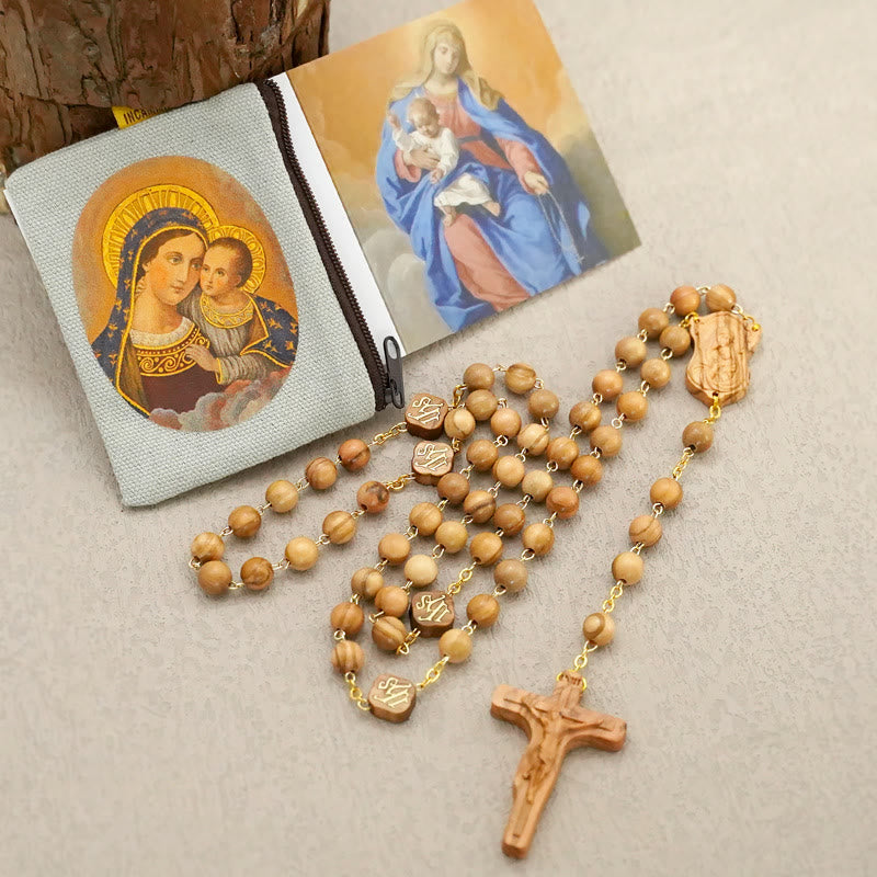 Christianartworkshop Rosario di preghiera fatto a mano con perline di ulivo/palissandro/ebano di qualità - Legno d'ulivo - image 0