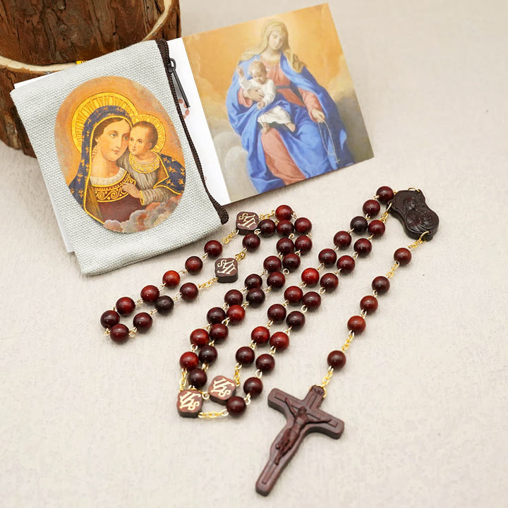 Rosario di preghiera fatto a mano di qualità con perline in ulivo/palissandro/ebano Christianartworkshop - Palissandro - image 8