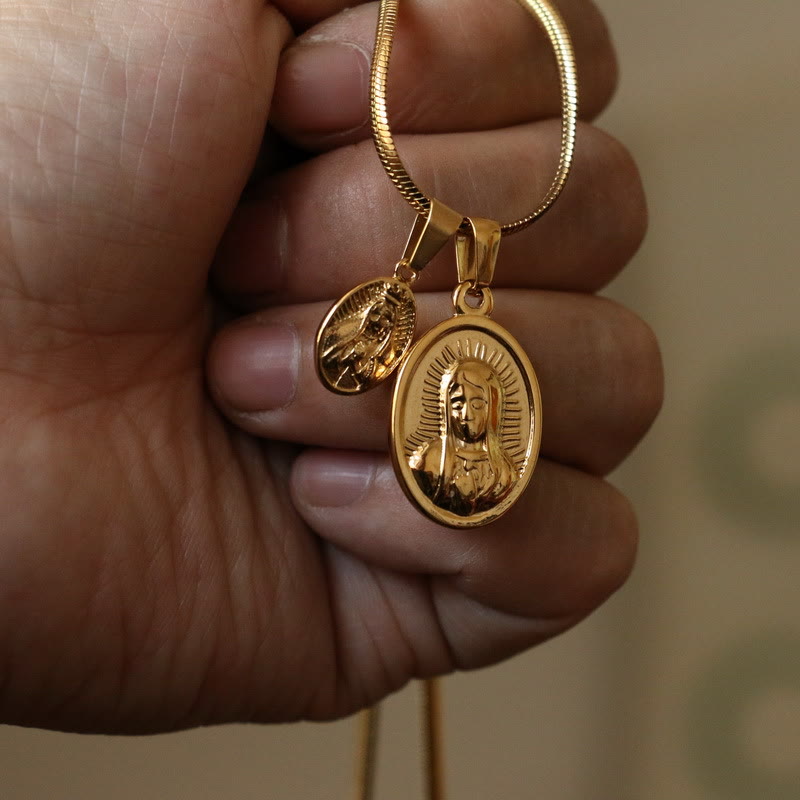 Christianartworkshop Collana in oro con doppio ciondolo della Madonna della Rotonda - D'oro - image 0