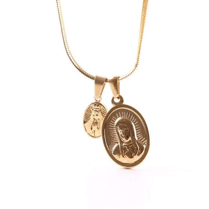 Christianartworkshop Collana in oro con doppio ciondolo della Madonna della Rotonda - image 3