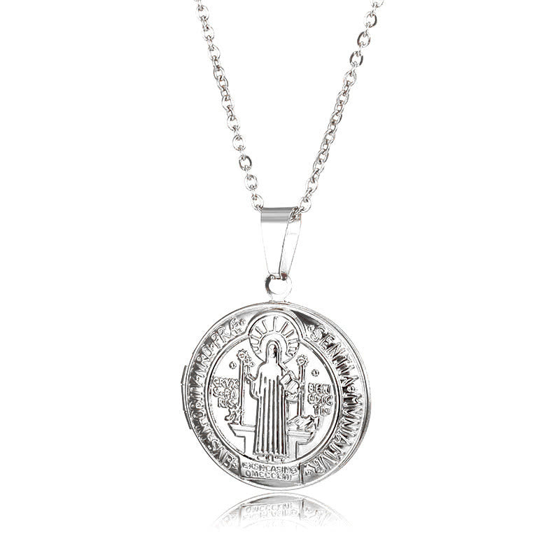 Christianartworkshop Collana classica in titanio con ciondolo di San Benedetto - Argento - image 7