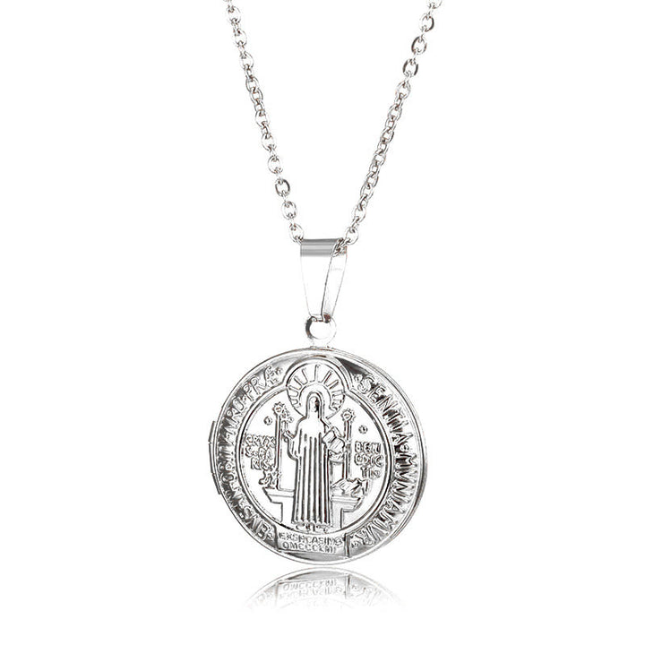 Christianartworkshop Collana classica in titanio con ciondolo di San Benedetto - Argento - image 7