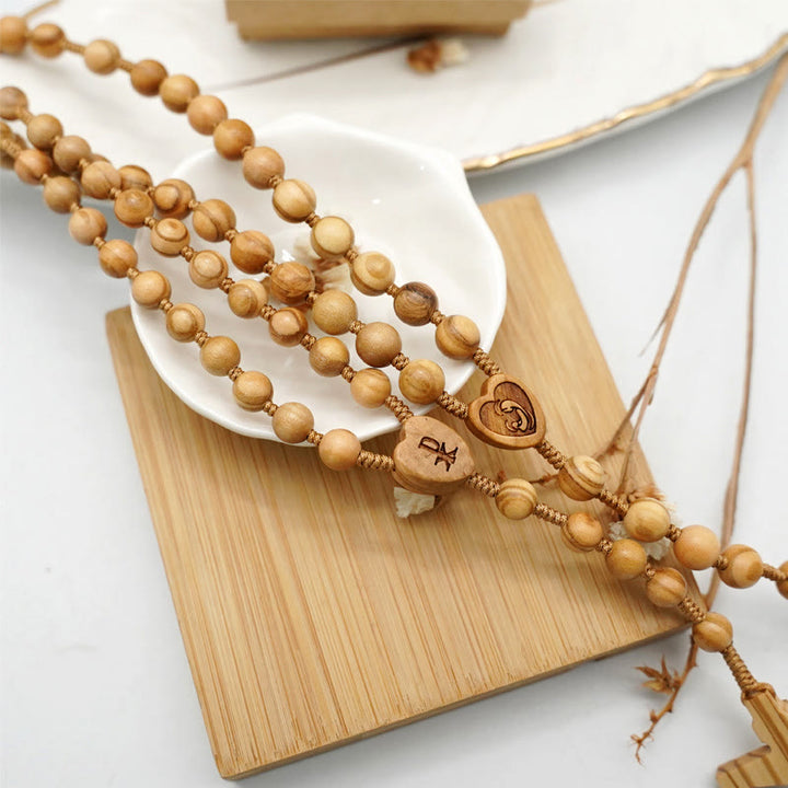 Rosario di preghiera di qualità in legno d'ulivo fatto a mano da Christianartworkshop - image 3