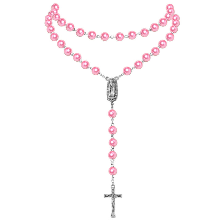 Collana di perle con ciondolo a forma di medaglia della Vergine Maria e crocifisso (4 colori a scelta) - image 7