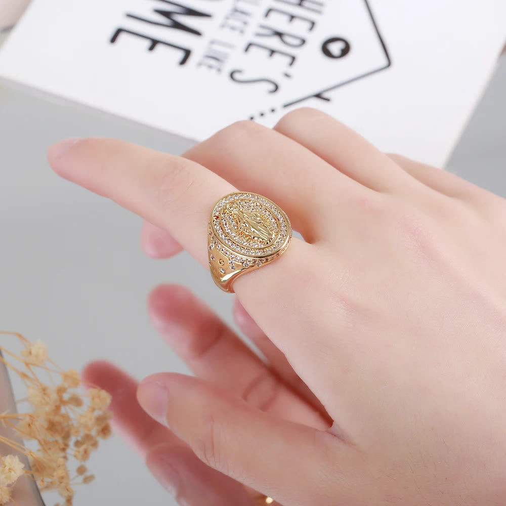 Christianartworkshop Anello cattolico in acciaio inossidabile con Vergine Maria - image 2