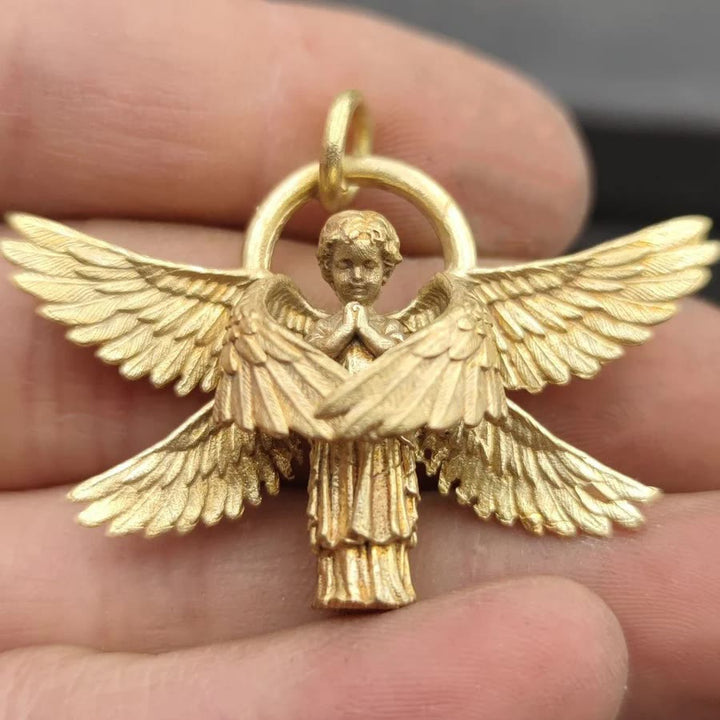 Collana portafortuna con ciondolo a forma di ala d'angelo in preghiera Christianartworkshop - D'oro - image 6