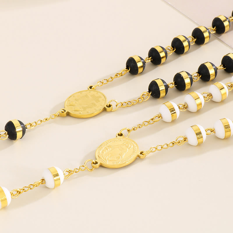 Rosario in acciaio inossidabile/perline di cristallo con crocifisso - image 6