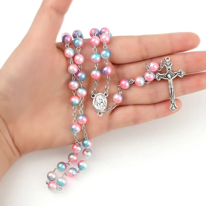 Rosario crocifisso in perle bicolore - image 5
