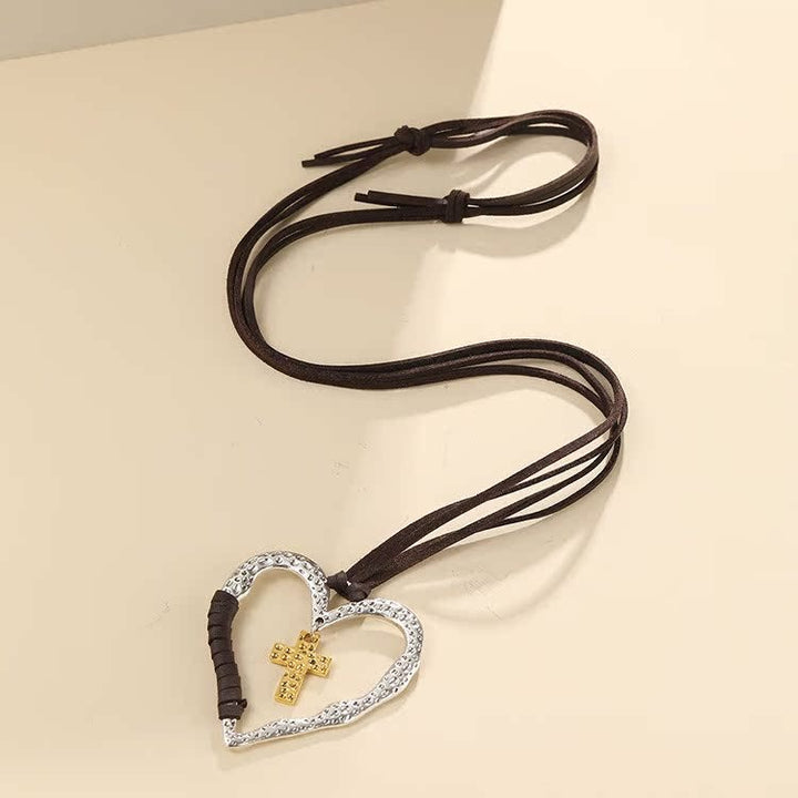 Collana con ciondolo a forma di croce a forma di cuore in lega - image 7