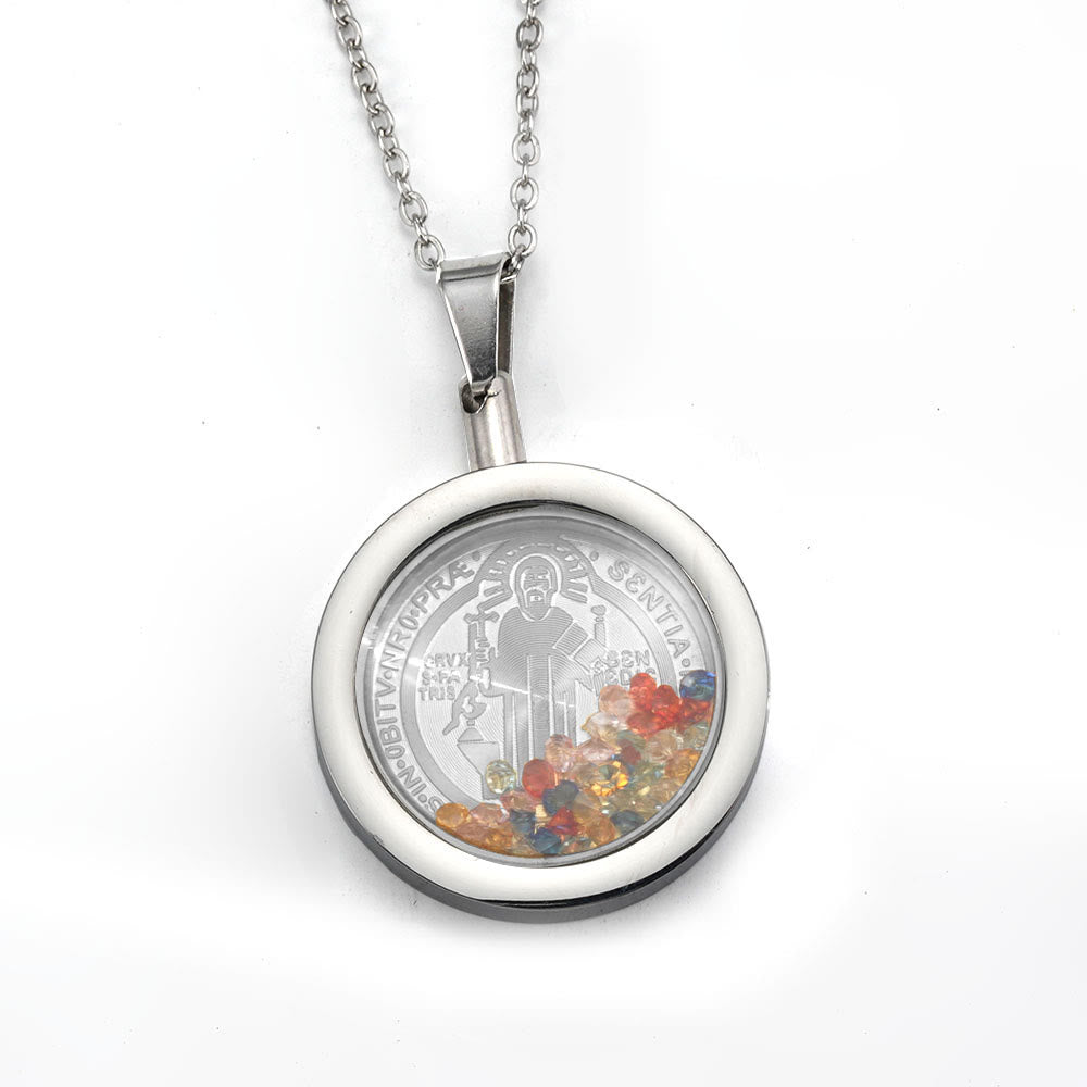 Christianartworkshop Collana reversibile rotonda in oro: Nostra Signora e San Benedetto - San Benedetto - Argento - image 5