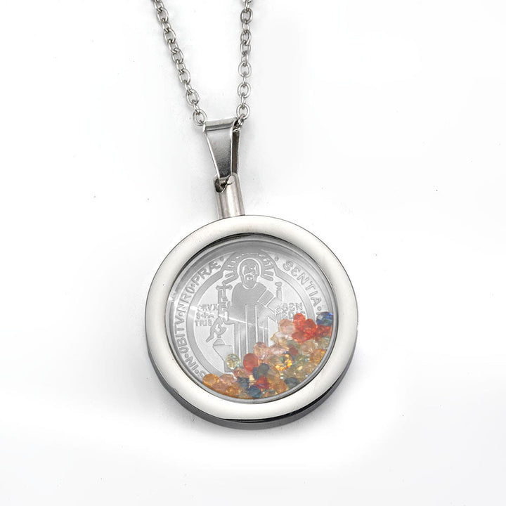 Christianartworkshop Collana reversibile rotonda in oro: Nostra Signora e San Benedetto - San Benedetto - Argento - image 5