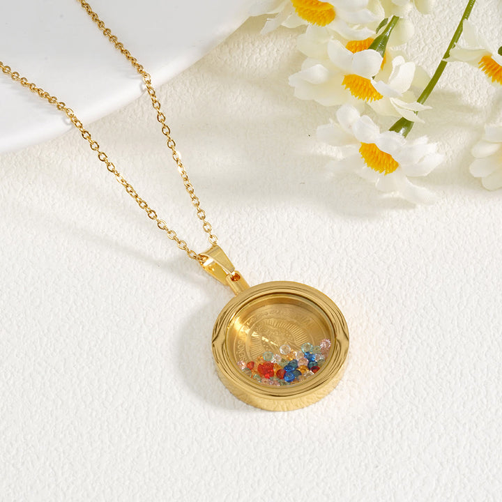Christianartworkshop Collana reversibile rotonda in oro: Nostra Signora e San Benedetto - image 2