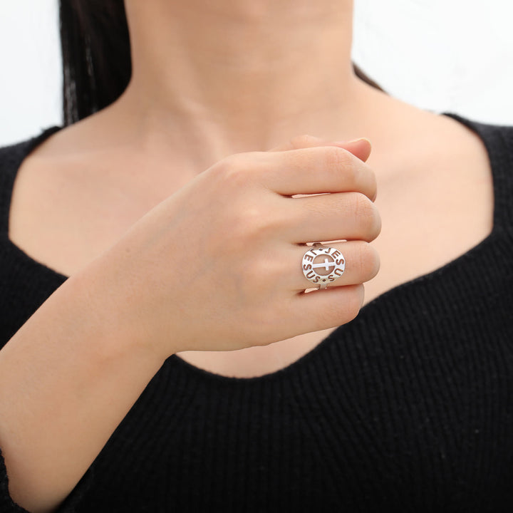 Christianartworkshop Croce con amuleto "GESÙ" Anello in acciaio inossidabile - image 4