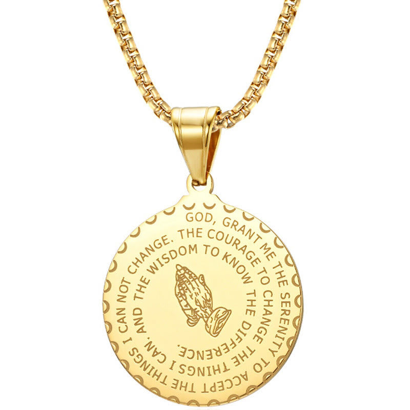 Collana con placca rotonda "Mani in preghiera " Christianartworkshop - image 6