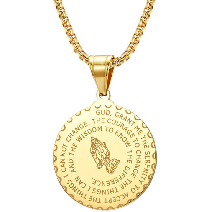 Collana con placca rotonda "Mani in preghiera " Christianartworkshop - image 6