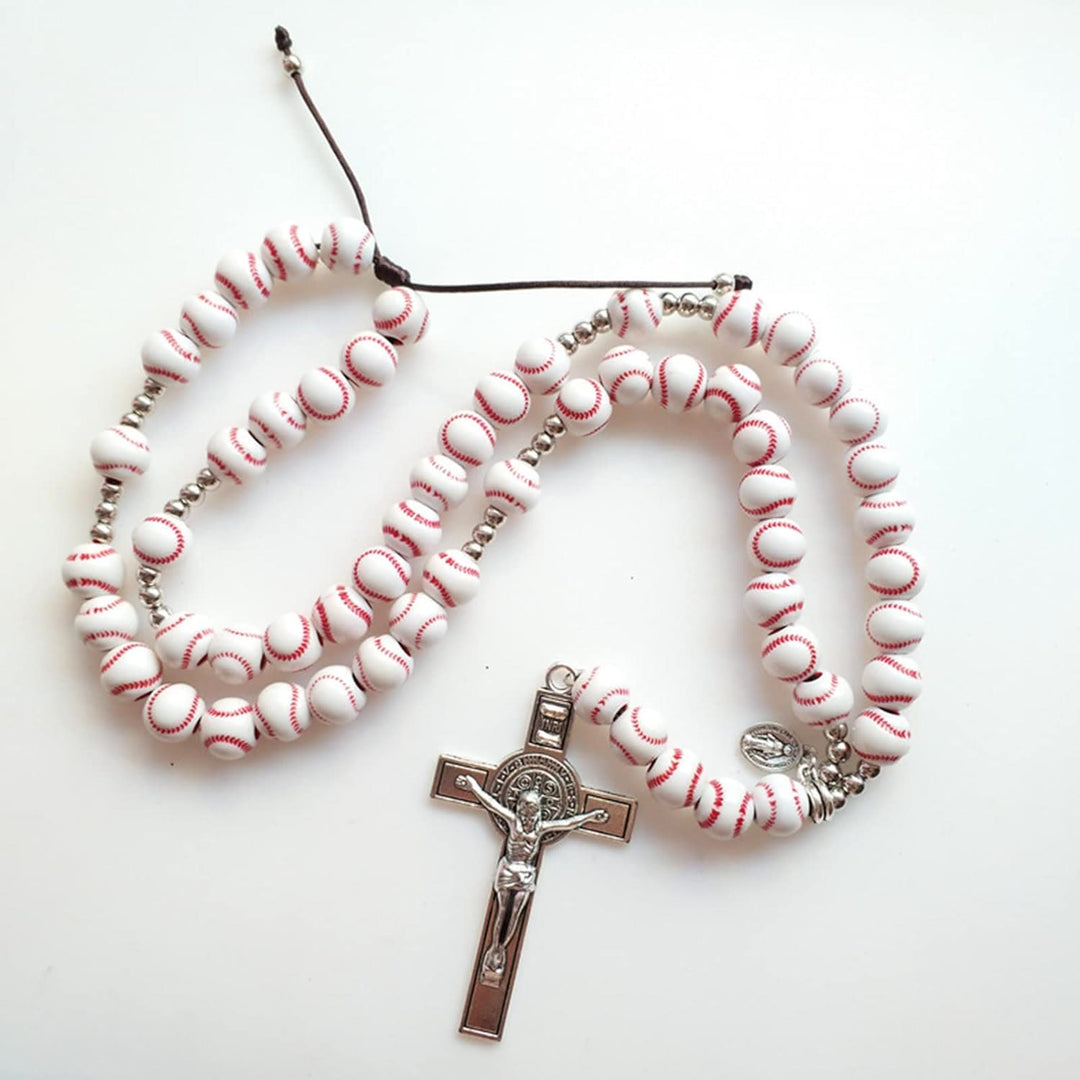 Rosario sportivo con perline sferiche da basket lavorato a mano - image 3