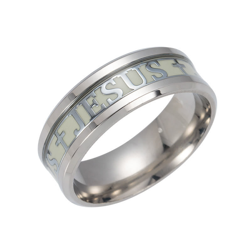 Christianartworkshop Anello luminoso in acciaio inossidabile stampato "JESUS" - US 13 - Argento - image 10