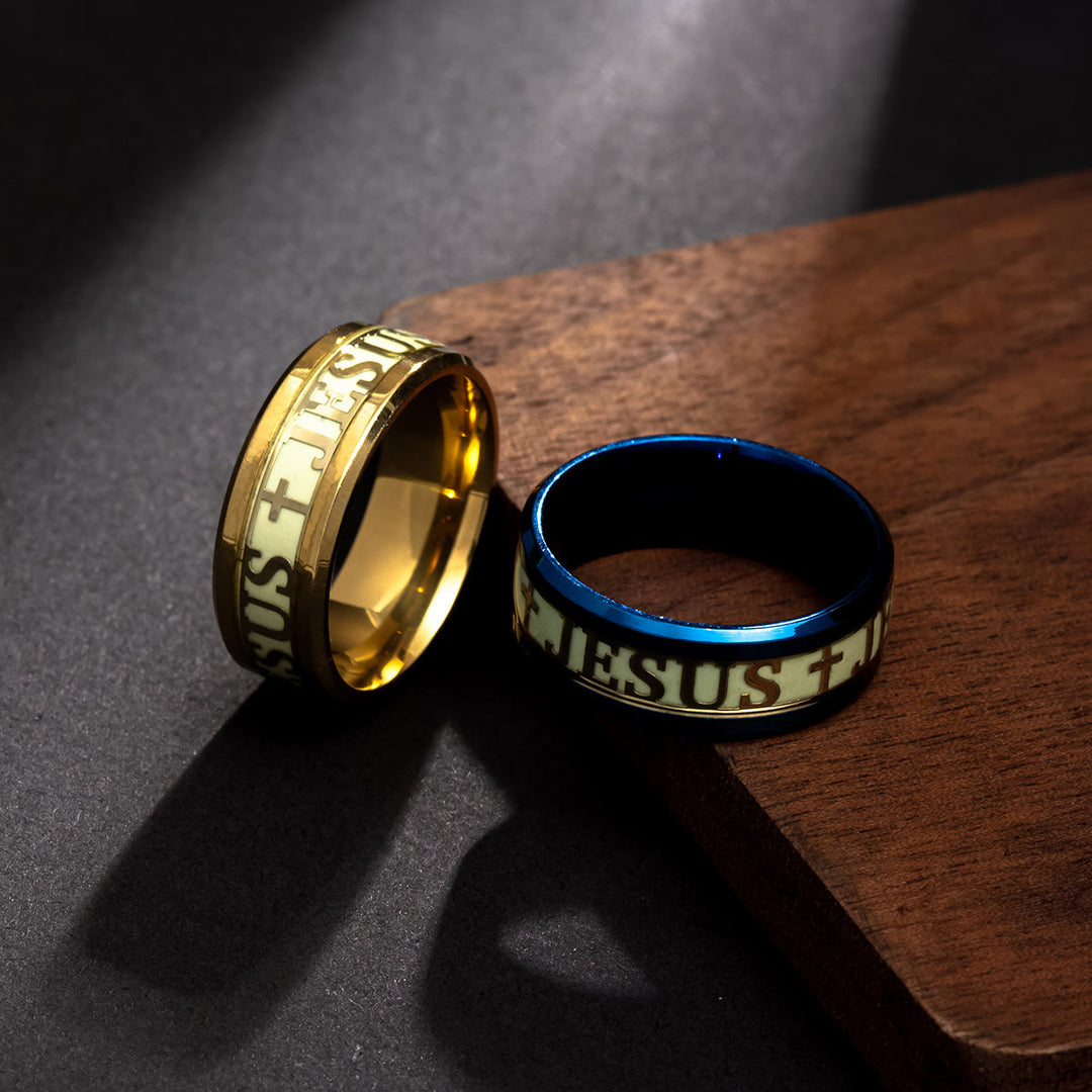 Christianartworkshop Anello luminoso in acciaio inossidabile stampato "JESUS" - image 4