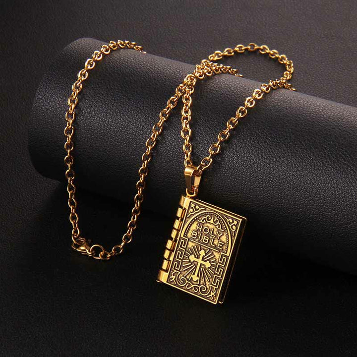Christianartworkshop Collana di qualità con ciondolo a croce girevole della Sacra Bibbia - image 2