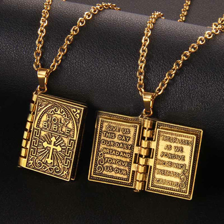 Christianartworkshop Collana di qualità con ciondolo a croce girevole della Sacra Bibbia - image 1