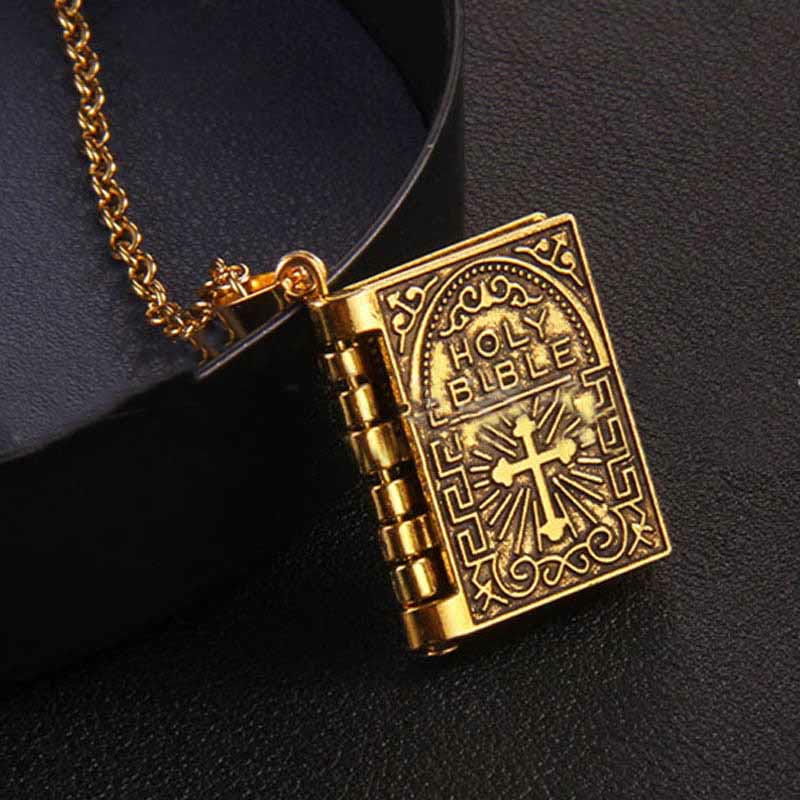 Christianartworkshop Collana di qualità con ciondolo a croce girevole della Sacra Bibbia - image 3