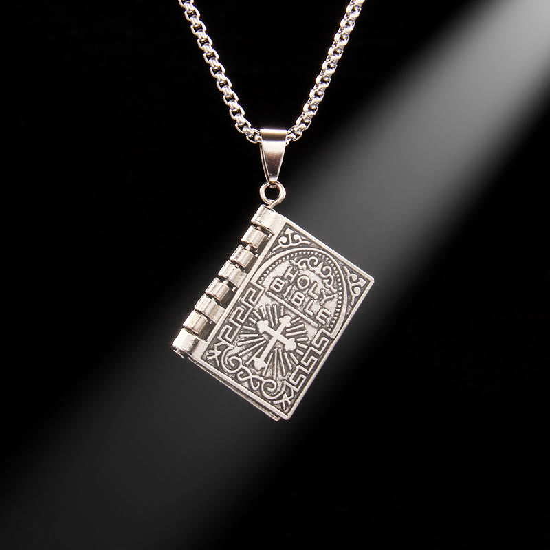 Collana di qualità con ciondolo a croce girevole della Sacra Bibbia Christianartworkshop - Argento - image 6