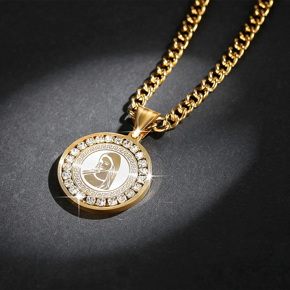 Collana con ciondolo in titanio con Vergine Maria incastonata in zirconi Christianartworkshop - image 1