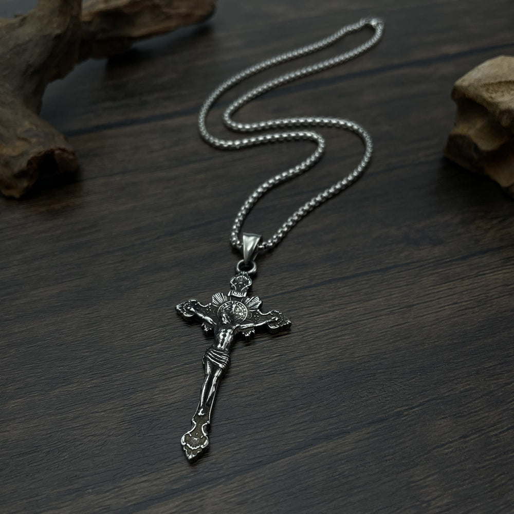 Collana con crocifisso e simbolo di San Benedetto - image 1